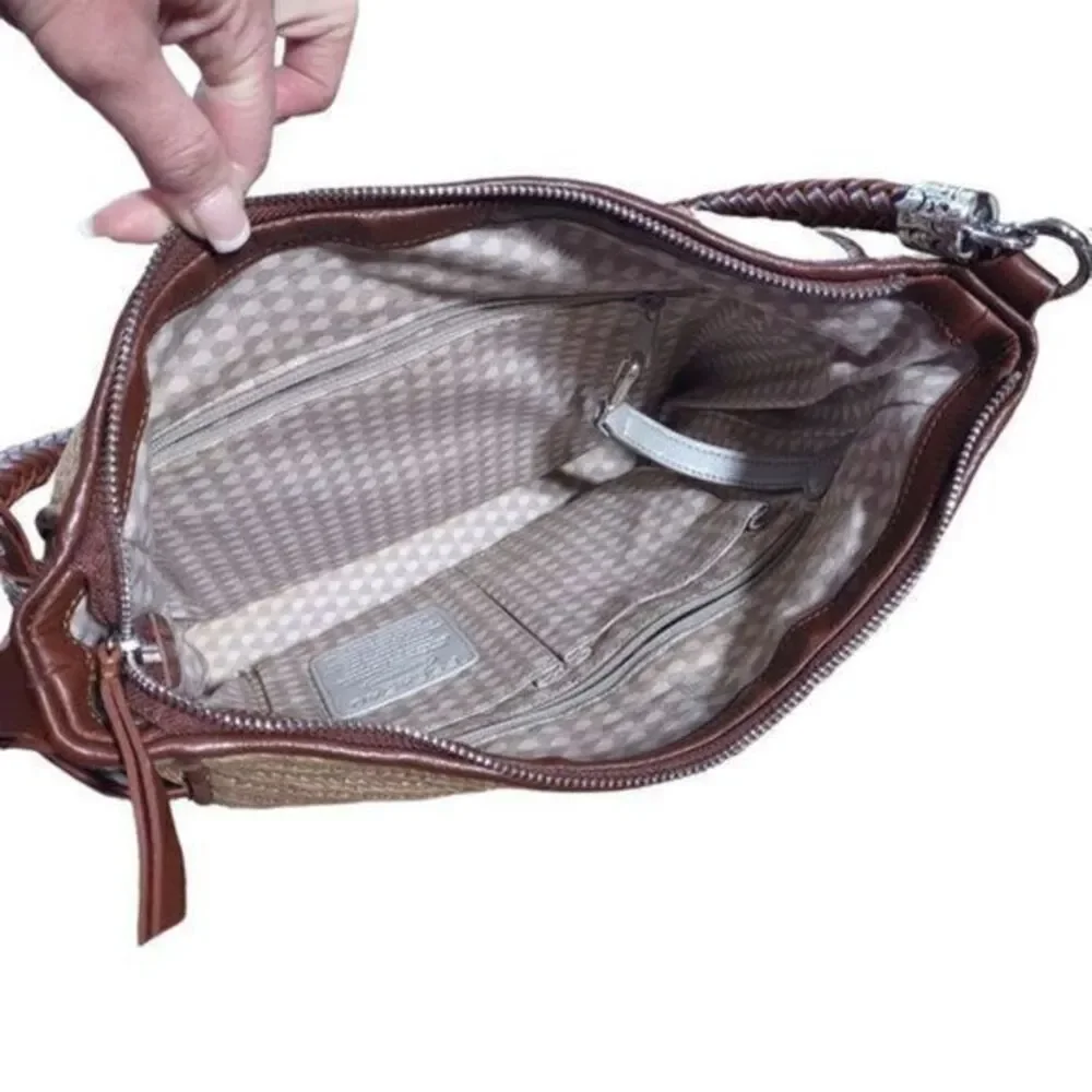 Brighton Brown Straw and Leather Handbag 11